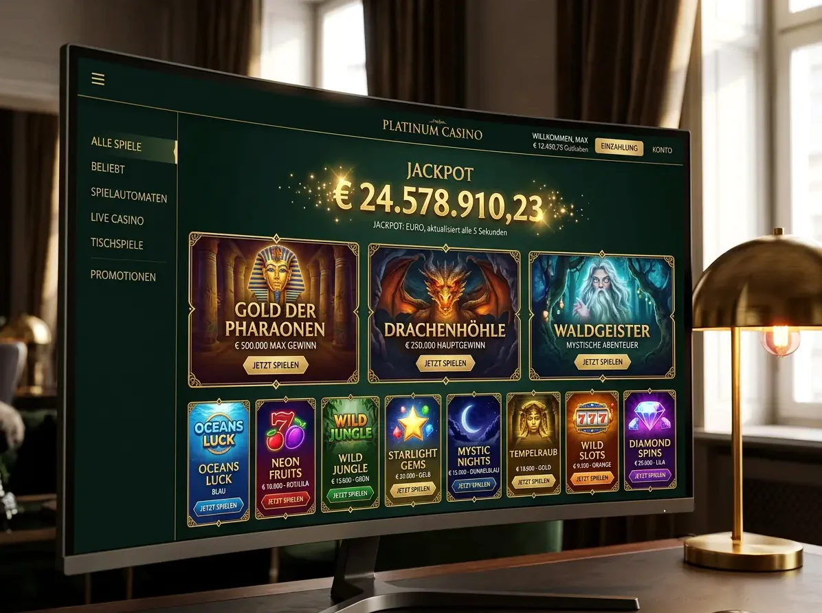 Startseite von Royal Planet mit Spielen und Aktionen